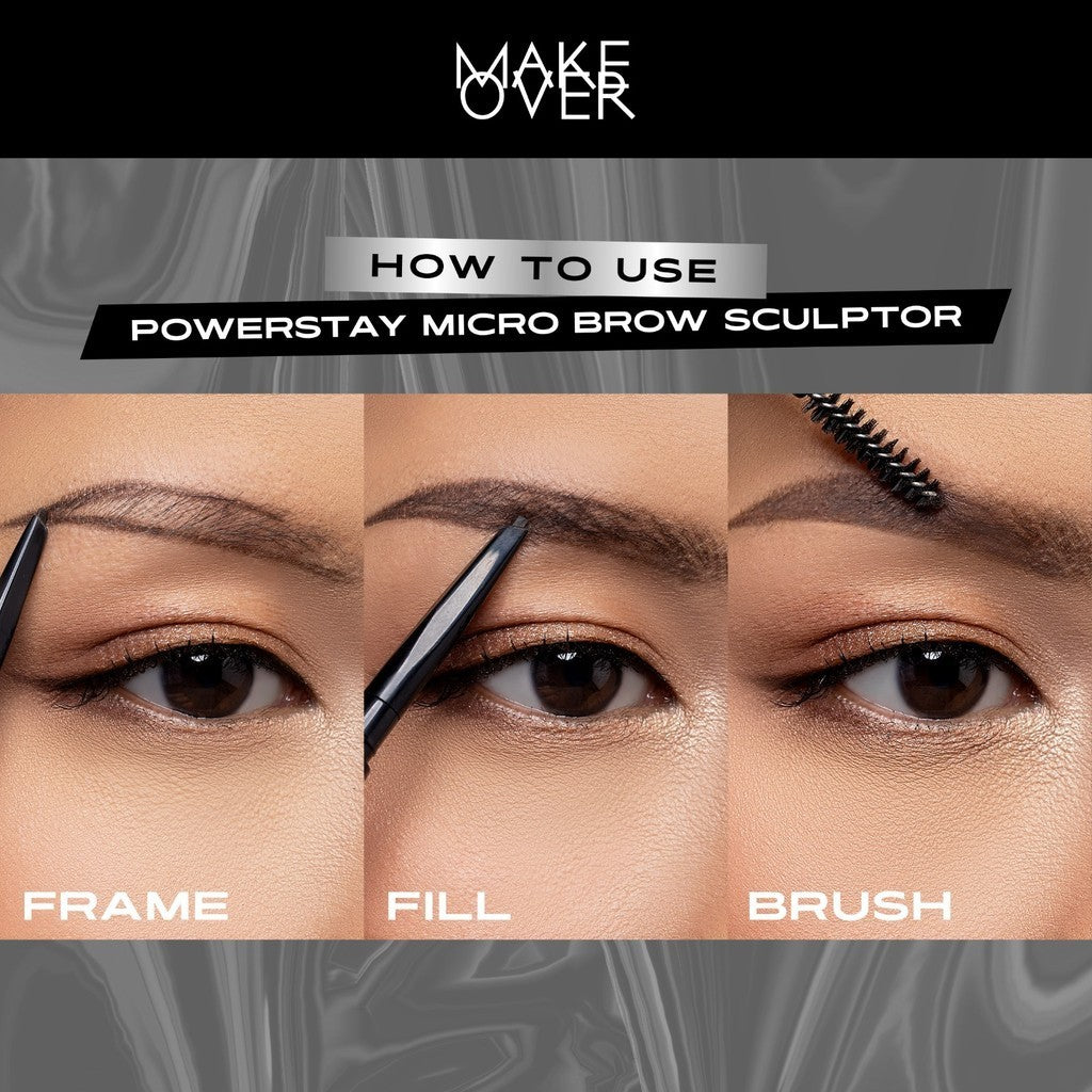 Make Over Powerstay Micro Brow Sculptor 0.07 g - Alis Serat, Tahan Lama, Pensil Alis Waterproof