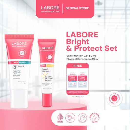 [TERSEDIA DI SELURUH INDONESIA] Labore Bright & Protect Set - (Skin Nutrition Gel 50ml, Physical Sunscreen 30ml, Acne & Oil Physical Sunscreen 40ml)