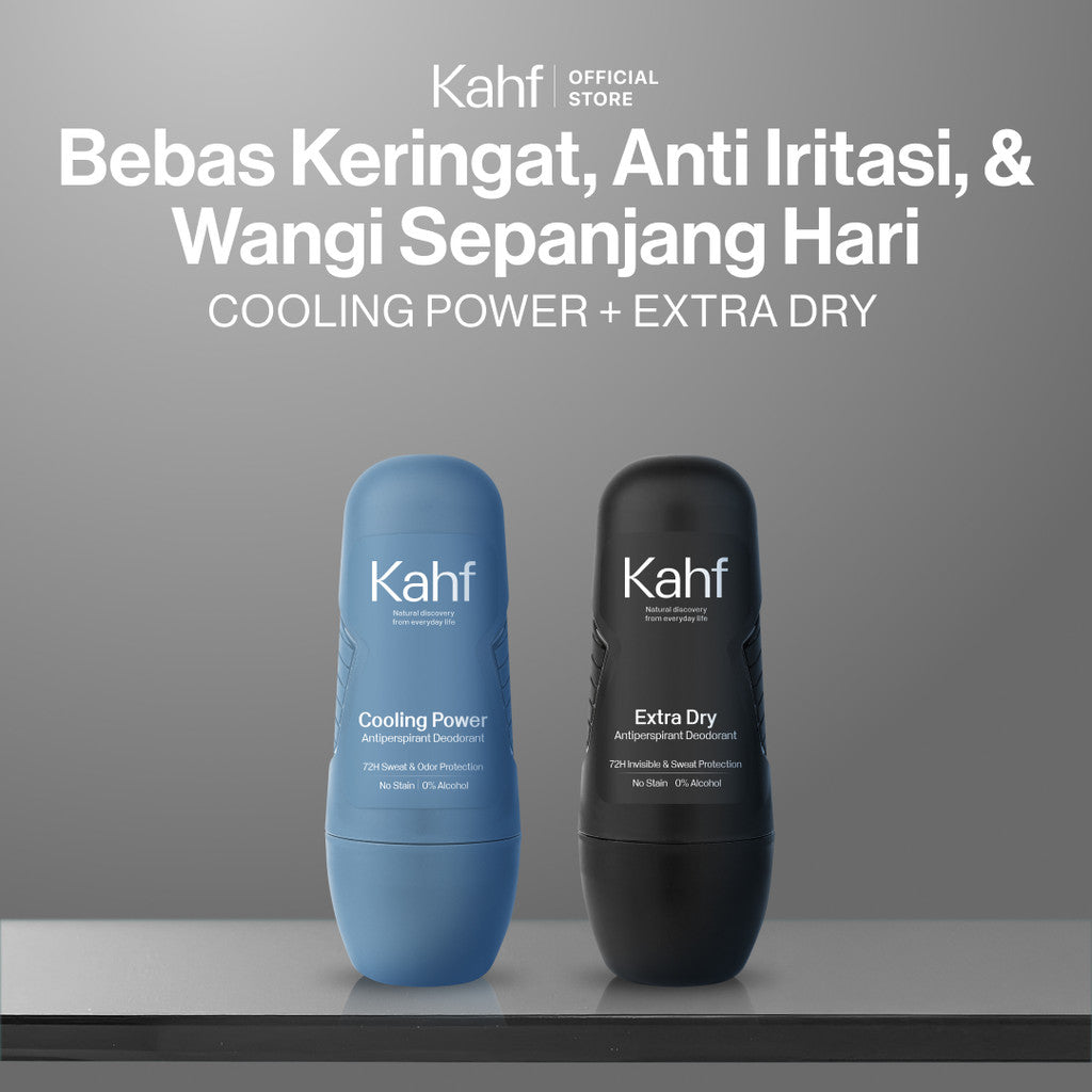 Kahf Deodorant Roll On Antiperspirant 45 ml - Deodoran Deo Pria Anti Iritasi, Bebas Bau, Tahan Keringat, Wangi Seharian - Suitable for Daily Use