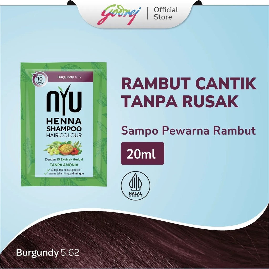 NYU Henna Shampoo Hair Colour SATUAN 20ml - Shampo Pewarna Rambut Free Sarung Tangan