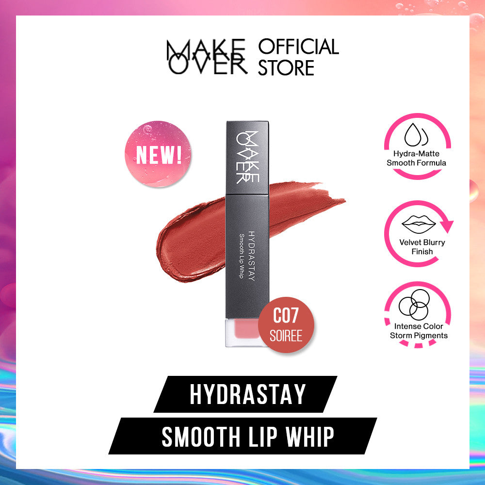 MAKE OVER Hydrastay Smooth Lip Whip - Lipcream Untuk Bibir Kering Smooth Ringan Lembab Lembut Base Ombre Nude Luxurious Velvet Lipstick Lip Cream Soft Blurring Comfort Make Up BEST SELLER Lebaran Raya