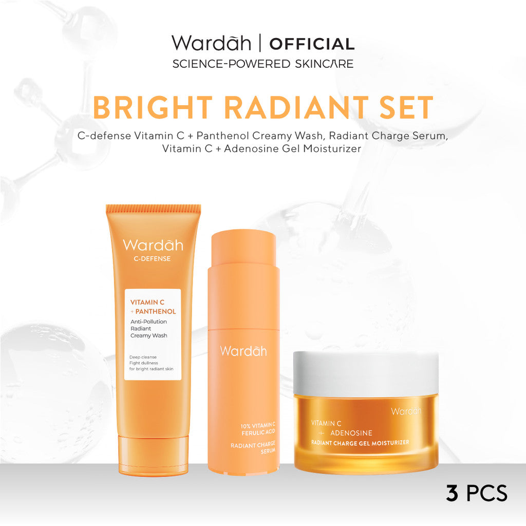 WARDAH Paket 3 Pcs [Gel Moisturizer, Face Wash, dan Serum/Toner] - Bright Radiant, Bright Glowing, Calm Acne, Hydrated Plump, Nature Daily, Renew You, Lightening, Nature Daily Cica Aloe - Skincare