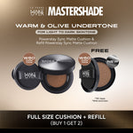 [HARGA TERMURAH! BUY 1 GET 2] MAKE OVER Powerstay Sync Matte Cushion + REFILL  - Smart AI Matte Cushion High Coverage Zero Oxidation Oil Control Foundation Compact Makeup Concealer Skin Tint long lasting time less stain with euphoria