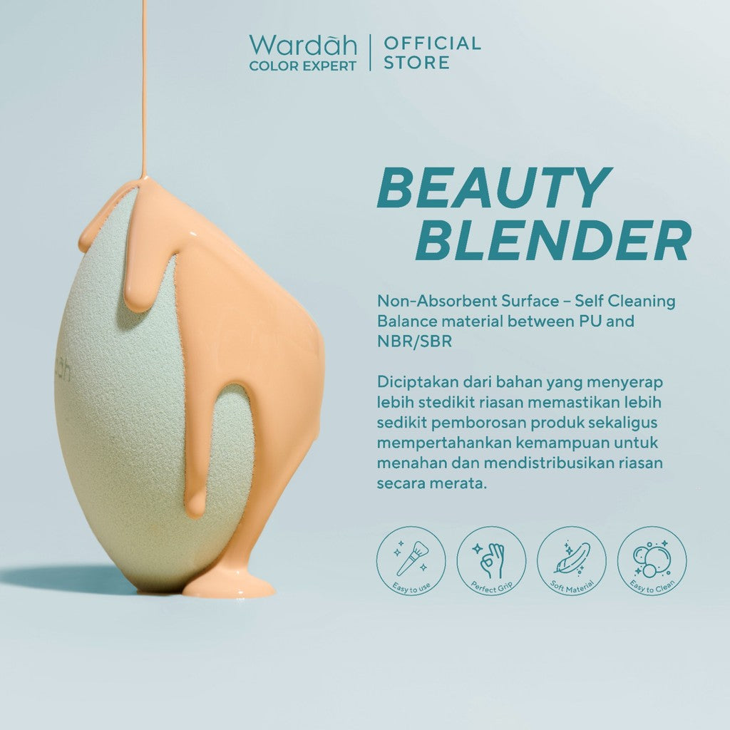 Wardah Halal Tool Brush – Wardah Buff & Blend Brush, Wardah Set & Finishing Brush, Wardah Beauty Blender – Colorfit Matte Foundation, Colorfit HD Blurify Loose Powder – Bundle Brush Set – Make Up Tools - Brush - Wardah Make Up Kit - Makeup