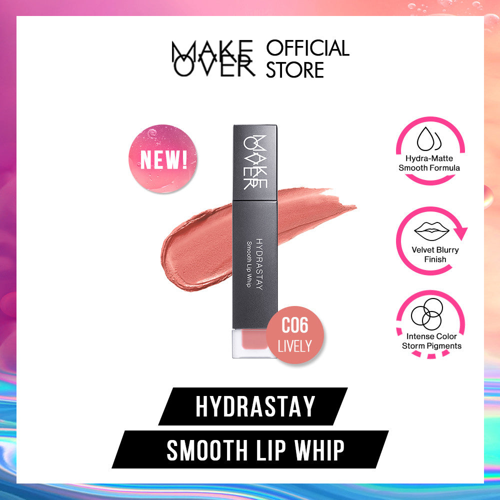 MAKE OVER Hydrastay Smooth Lip Whip - Lipcream Untuk Bibir Kering Smooth Ringan Lembab Lembut Base Ombre Nude Luxurious Velvet Lipstick Lip Cream Soft Blurring Comfort Make Up BEST SELLER Lebaran Raya