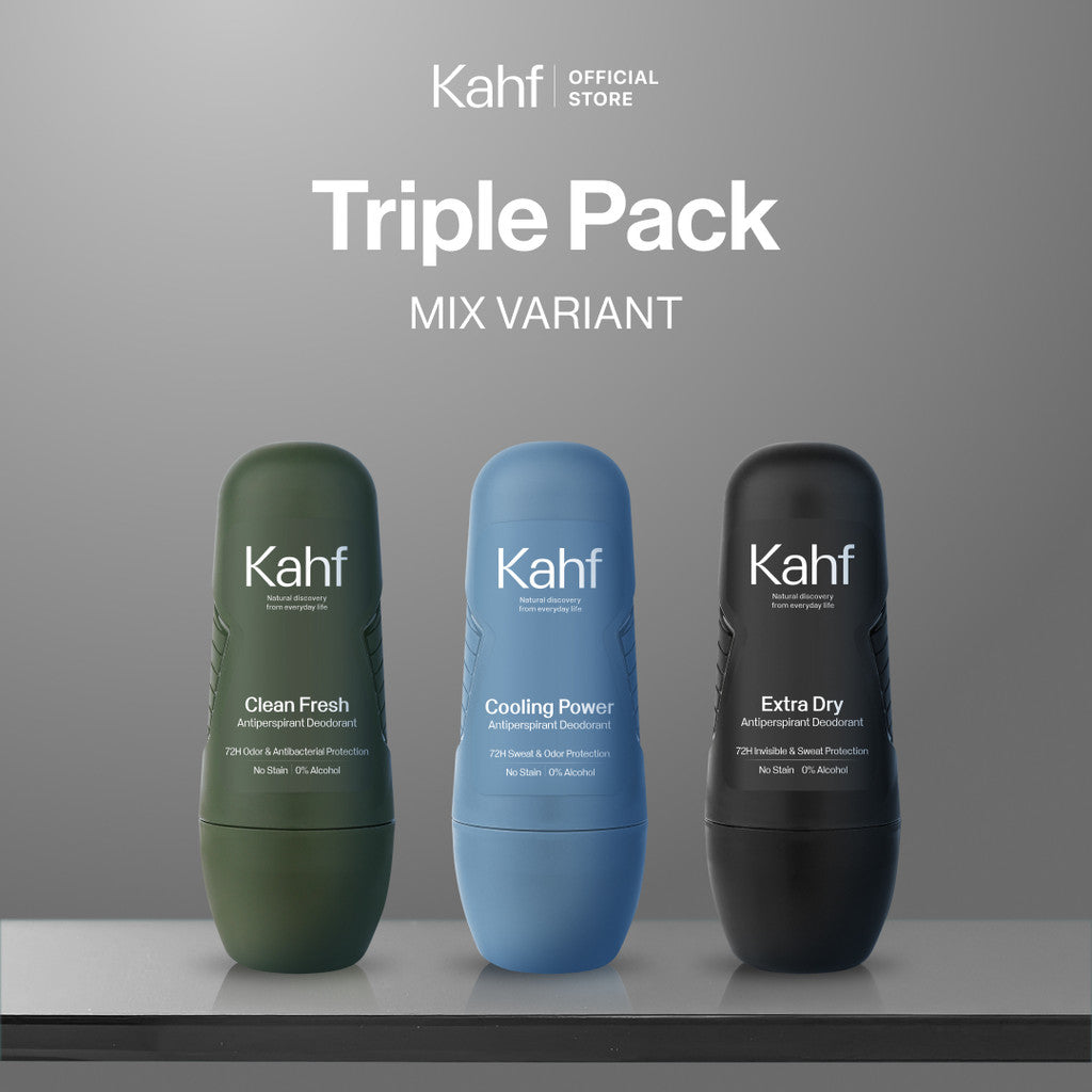 Kahf Deodorant Roll On Antiperspirant 45 ml - Deodoran Deo Pria Anti Iritasi, Bebas Bau, Tahan Keringat, Wangi Seharian - Suitable for Daily Use