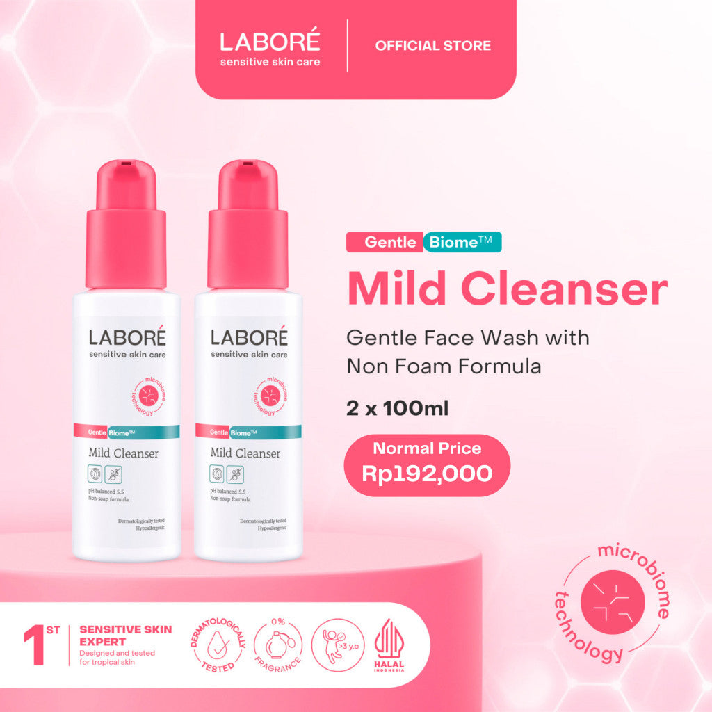 Labore Sensitive Skin Care GentleBiome Mild Cleanser - Face Wash Twinpack (2 x 100 ml) - Paket Pembersih Wajah untuk Kulit Sensitif