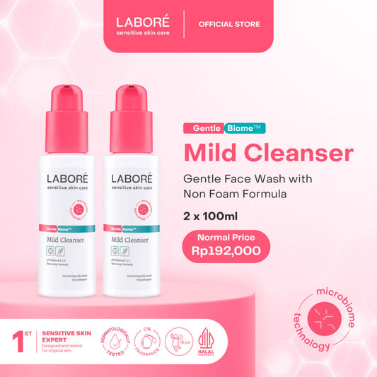 Labore Sensitive Skin Care GentleBiome Mild Cleanser - Face Wash Twinpack (2 x 100 ml) - Paket Pembersih Wajah untuk Kulit Sensitif