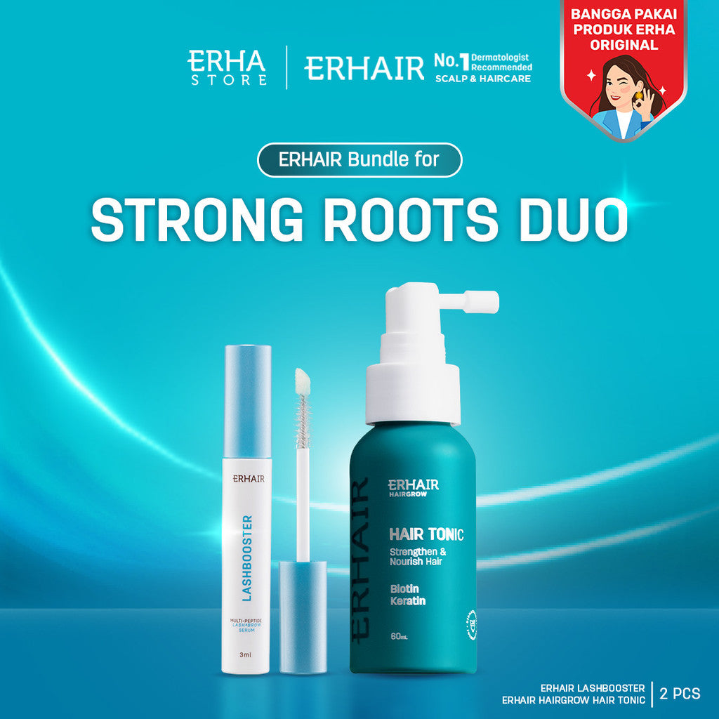 Erhair Strong Roots Duo [ERHAIR Lashbooster Multi-Peptide Lash & Brow Serum (3ml) + ERHAIR HairGrow Tonic with Keratin & Biotin]