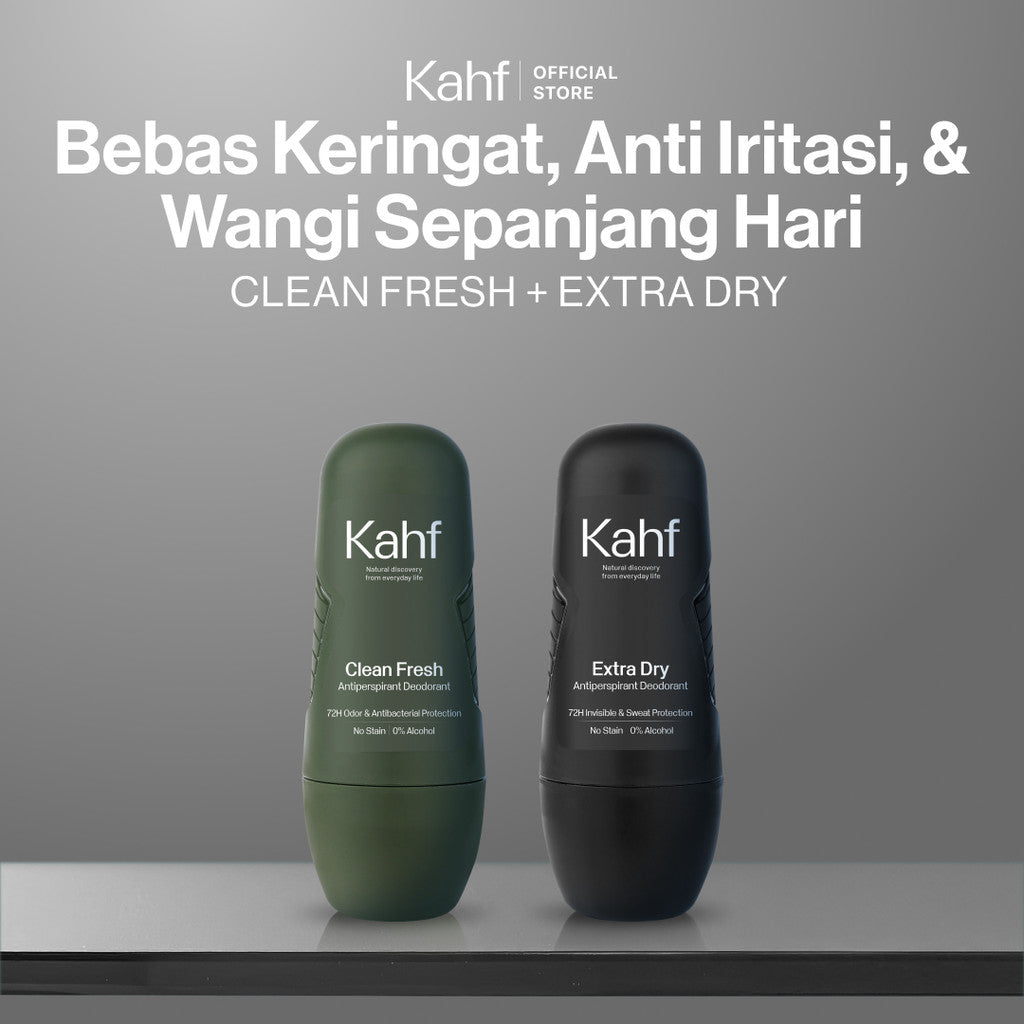 Kahf Deodorant Roll On Antiperspirant 45 ml - Deodoran Deo Pria Anti Iritasi, Bebas Bau, Tahan Keringat, Wangi Seharian - Suitable for Daily Use