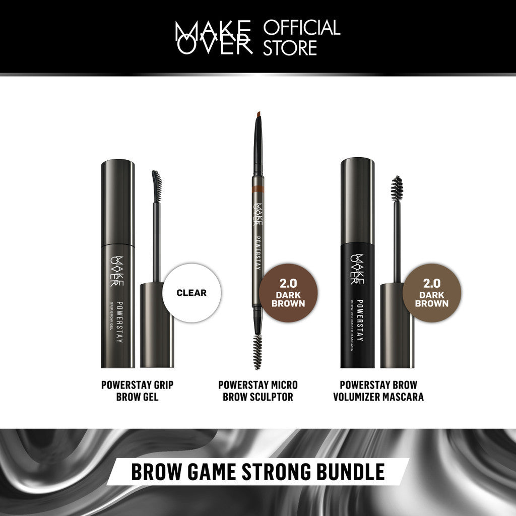 Brow Game Strong Bundle : Make Over Powerstay Grip Brow Gel + Brow Volumizer Mascara + Micro Brow Sculptor