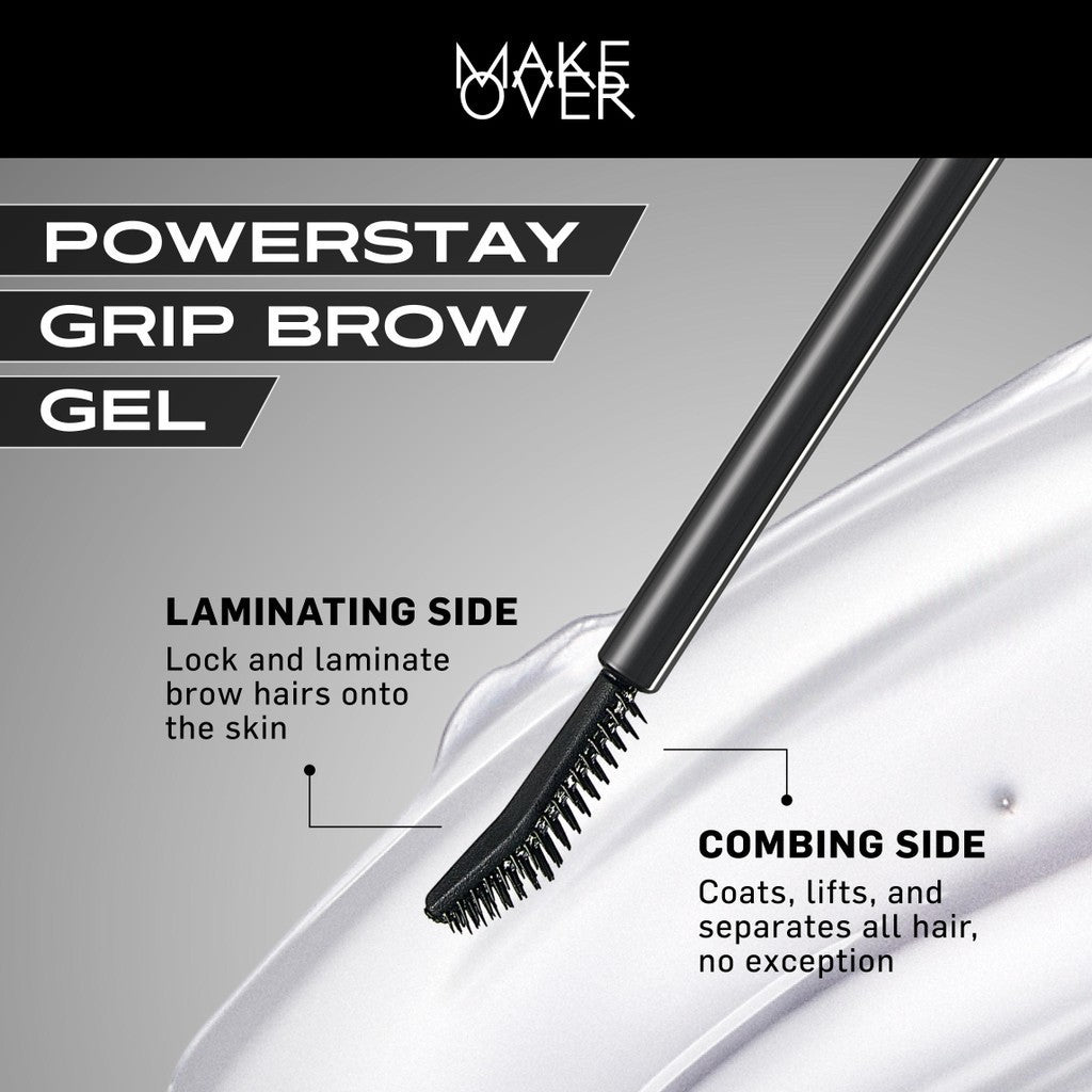 Make Over Powerstay Grip Brow Gel 5.5 g - Brow Pomade, Browcara, Eyebrow Gel, Waterproof Lebaran Raya