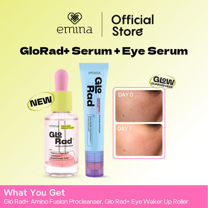 Emina GLORAD+ TWIN PACK- Serum,Cleanser and Eye Serum-Paket Skincare