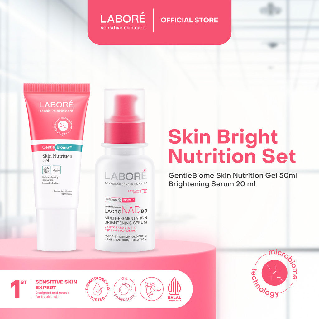 LABORE Skin Bright Nutrition Set - LABORE Multi-Pigmentation Brightening Serum 20 ml | LABORE Skin Nutrition Gel 50 ml - Serum Brightening Mencerahkan Mengatasi Multi Pigmentasi Bekas Jerawat PIE PIH Moisturizer Kulit Berminyak Skincare Best Seller