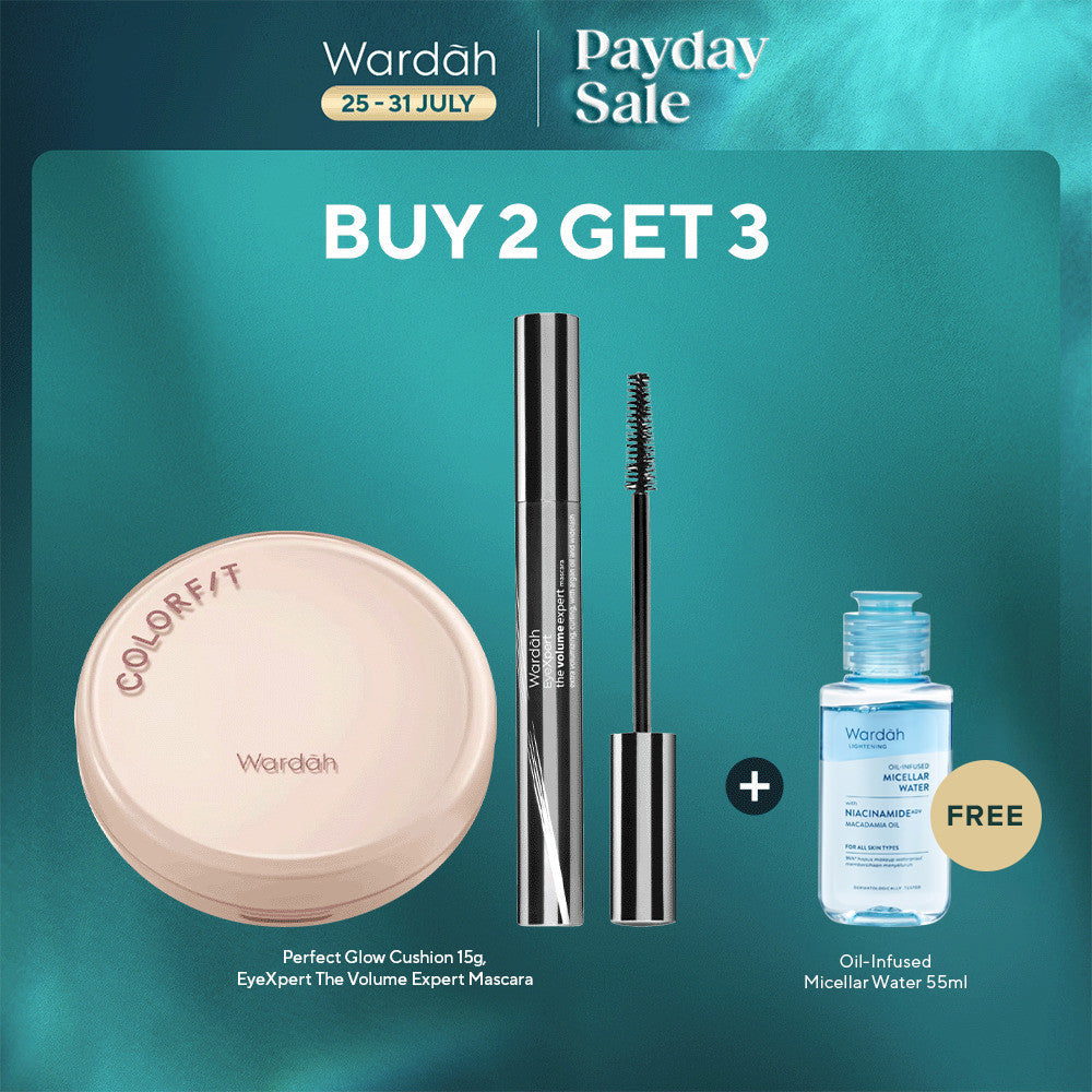 [BUNDLE HEMAT] Wardah Paket EyeXpert The Volume Expert Mascara + Perfect Glow Cushion FREE Micellar Water 55ml - Mascara Waterproof - Complexion Anti Longsor - Flawless Make Up - Bedak - Maskara - Base Make Up - Cushion Dry Skin - Makeup
