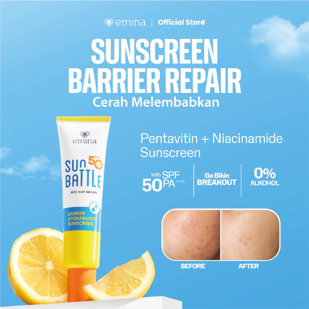 [SPECIAL 11.11] Emina Sunscreen All Series - Sun Battle Bright Glow SPF 35, Sun Battle SPF 50, Sunscreen UV Gel - Melindungi dari Sinar UV, Teruji In-Vivo, No-Whitecast, No-Comedogenic, Hydrating, Non-Acnegenic, Melembapkan, Mencerahkan, Cocok untuk Semua