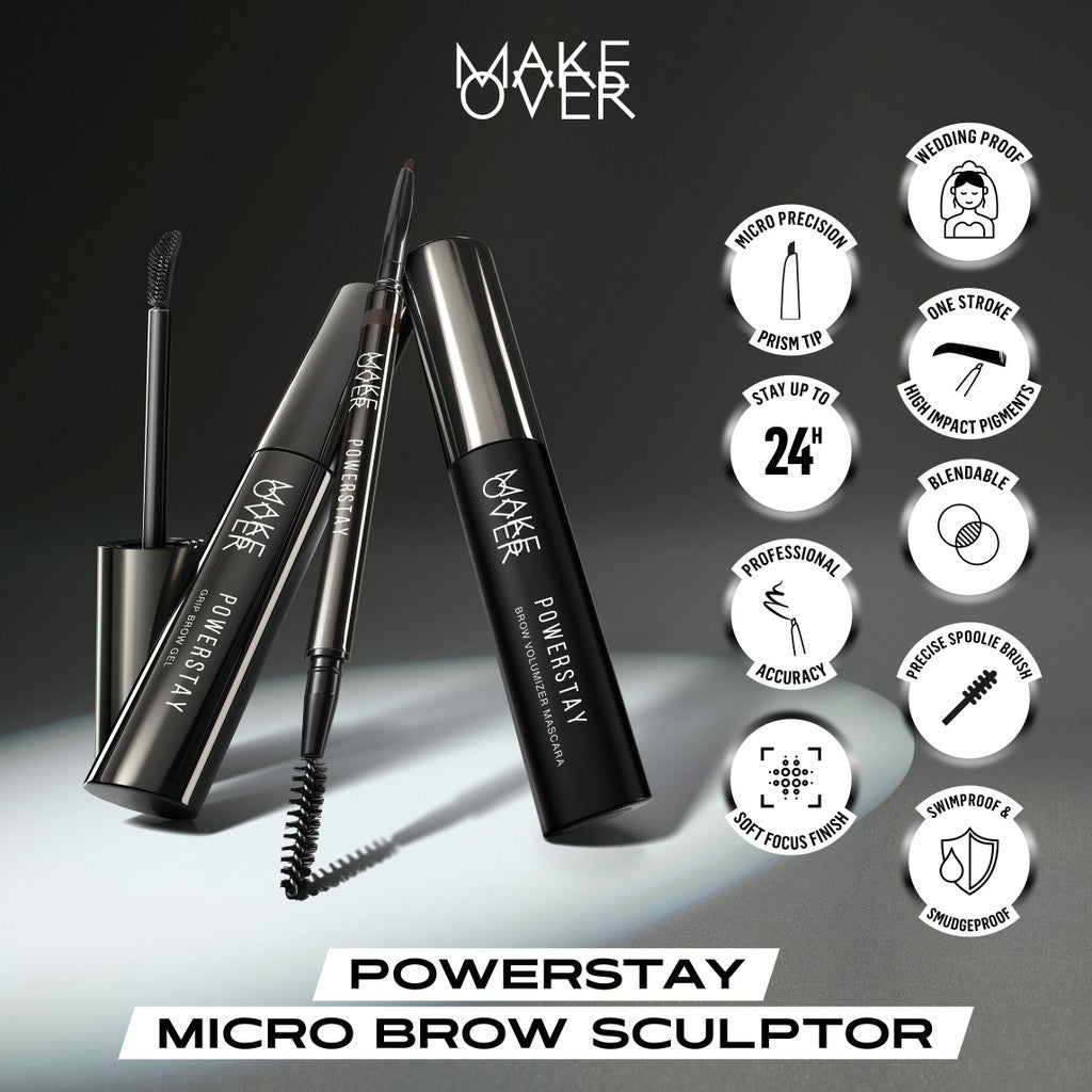 Make Over Powerstay Micro Brow Sculptor 0.07 g - Alis Serat, Tahan Lama, Pensil Alis Waterproof