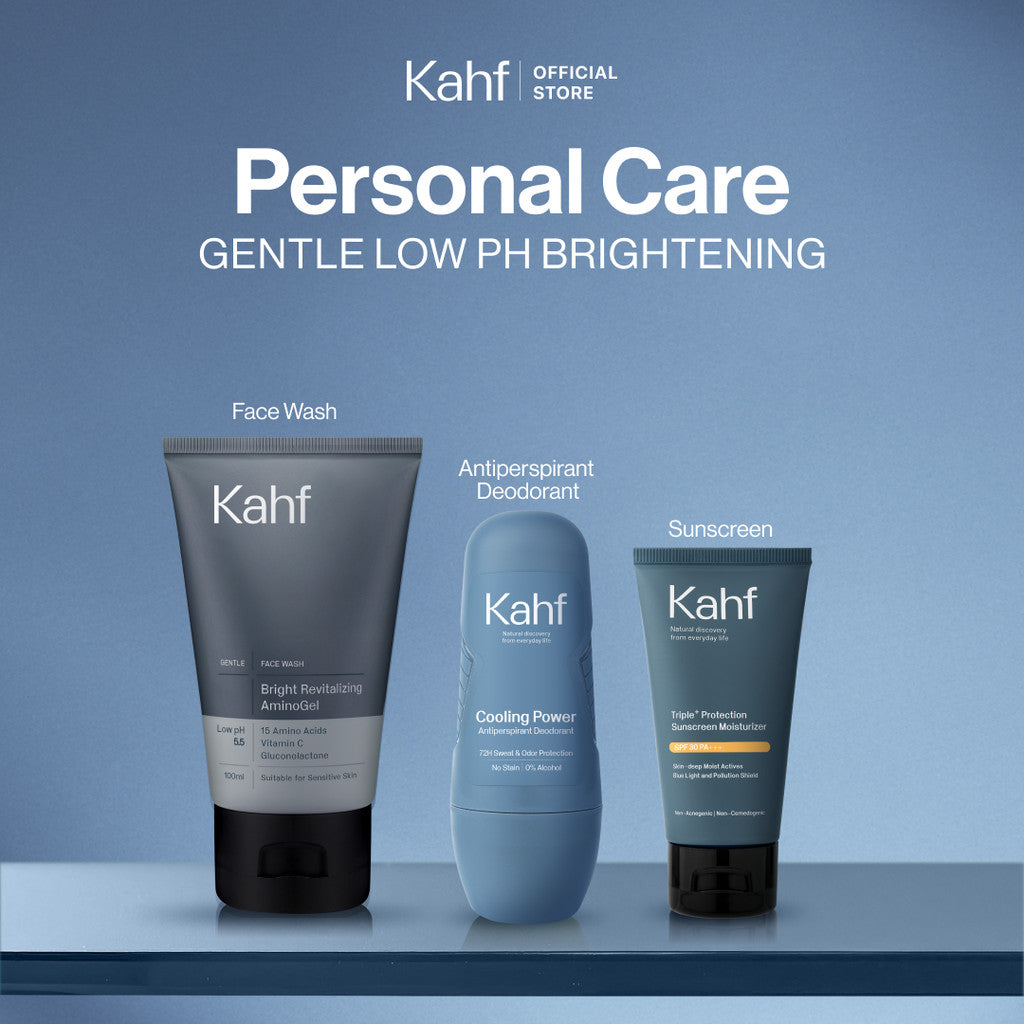 [KAHF BUNDLE 2IN1 PAKET FACIAL WASH WAJAH GLOWING GAK BIKIN KERING, JERAWAT KEMPES, ANTI KETARIK] Complete Acne Care & Bright Revitalizing Amino Gel Face Wash 100 ml - Sabun Cuci Muka Pria Kulit Sensitif Bebas Kusam & Anti Jerawat - Gentle Cleanser Daily