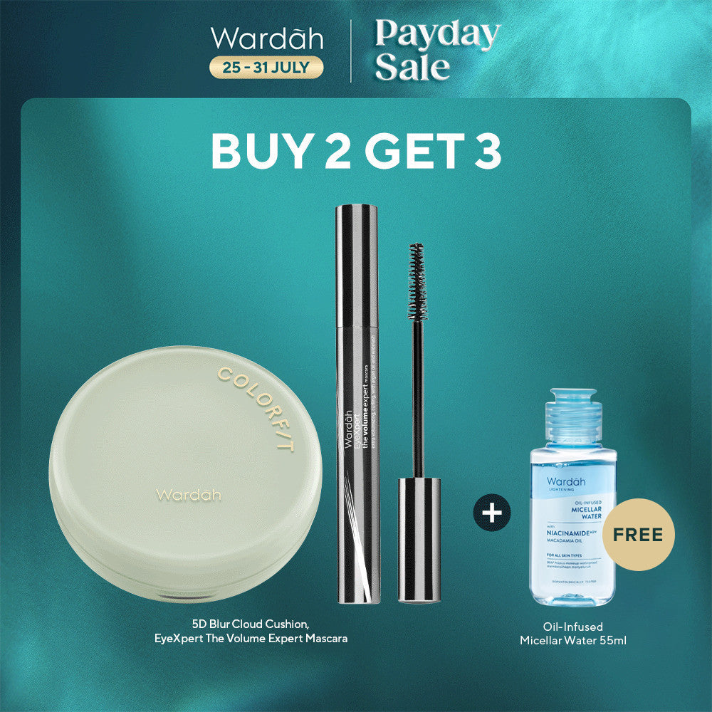[BUNDLE HEMAT] Wardah Paket EyeXpert The Volume Expert Mascara + 5D Blur Cloud Cushion  FREE Micellar Water 55ml - Mascara Waterproof - Complexion Anti Longsor - Flawless Make Up - Bedak - Maskara - Base Make Up - Cushion Oily Skin - Makeup