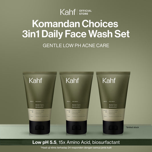 [KAHF BUNDLE 3IN1 PAKET FACIAL WASH - MENGHILANGKAN JERAWAT TANPA KETARIK] Triple Pack Kahf Acne Care Amino Gel Face Wash 100 ml - Sabun Cuci Muka Pria Biosurfactant Mencegah Wajah Berjerawat - Skincare Gentle Cleanser Low pH