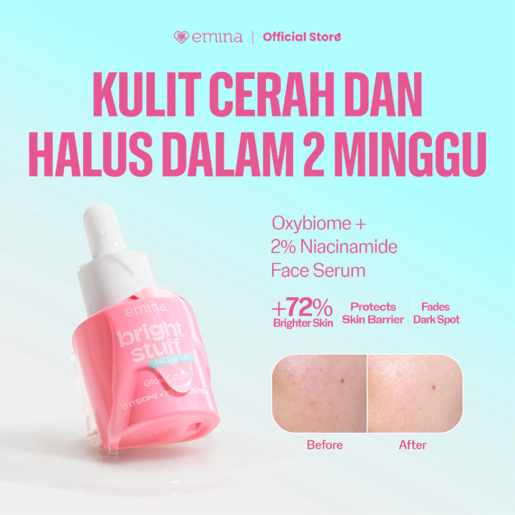 Emina Serum Series - 2% Niacinamide Brightening Mencerahkan Mengurangi Flek Menghaluskan Kulit Meratakan Warna Skincare Kulit Memudarkan Jerawat Perawatan Kulit Cerah Glowing Samarkan Dark Spot BHA Zinc dan Hempas Kulit Kusam emina official store