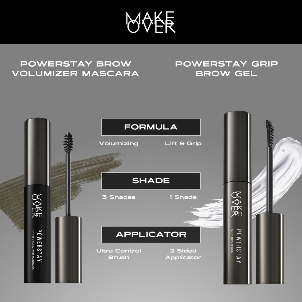Make Over Powerstay Grip Brow Gel 5.5 g - Brow Pomade, Browcara, Eyebrow Gel, Waterproof Lebaran Raya