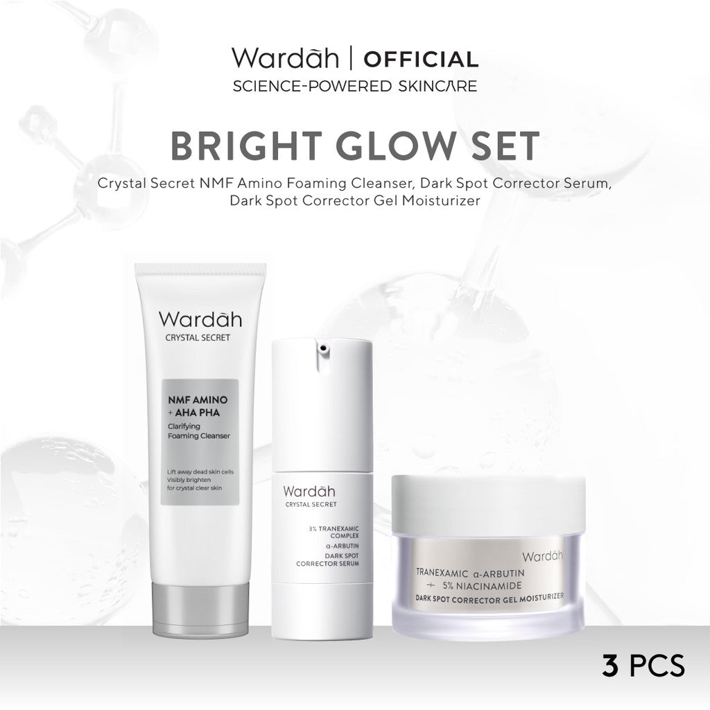WARDAH Paket 3 Pcs [Gel Moisturizer, Face Wash, dan Serum/Toner] - Bright Radiant, Bright Glowing, Calm Acne, Hydrated Plump, Nature Daily, Renew You, Lightening, Nature Daily Cica Aloe - Skincare
