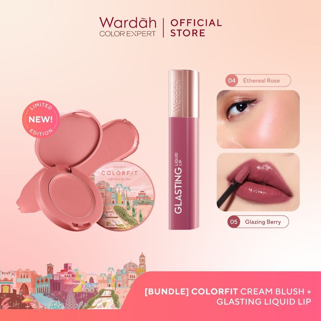 NEW Wardah Colorfit Cream Blush + Lip Glasting