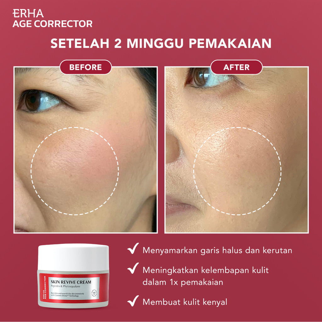 ERHA Age Corrector Skin Revive Cream 28g | Peptides & Phytosqualane - Pelembap Anti Aging untuk Malam Hari | Melembapkan Lebih Dalam | Mengurangi Garis Halus | Menjaga Elastisitas Kulit | Menghaluskan | Pudding Like Moisturizer | Plumpy