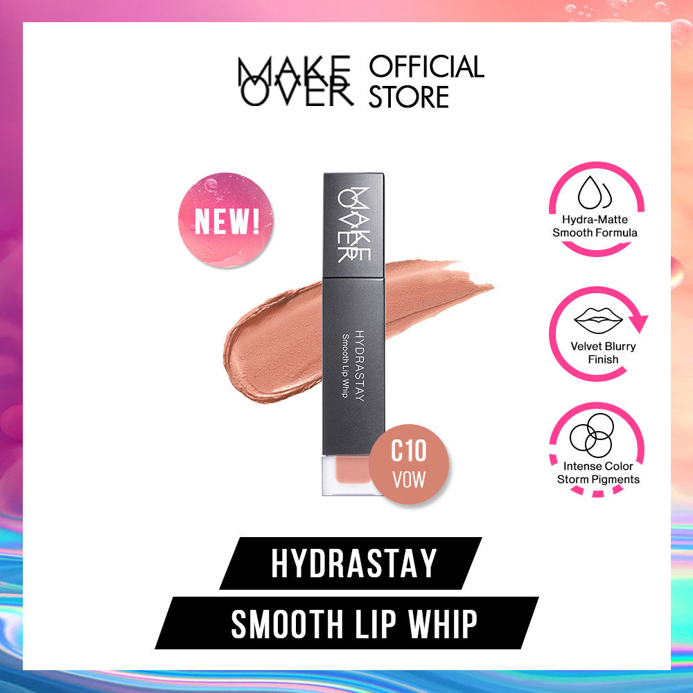 MAKE OVER Hydrastay Smooth Lip Whip - Lipcream Untuk Bibir Kering Smooth Ringan Lembab Lembut Base Ombre Nude Luxurious Velvet Lipstick Lip Cream Soft Blurring Comfort Make Up BEST SELLER Lebaran Raya