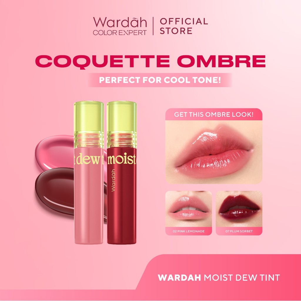 [LIP TINT ANTI PANAS DALAM] WARDAH Moist Dew Tint 3 g - Bibir Lembab - Tahan 24 Jam - Liptint Lip Stain Lipgloss Lip Matte Lipstik Lip Cream - Liptin Anak Sekolah - Glossy Longlasting Waterproof-Makeup