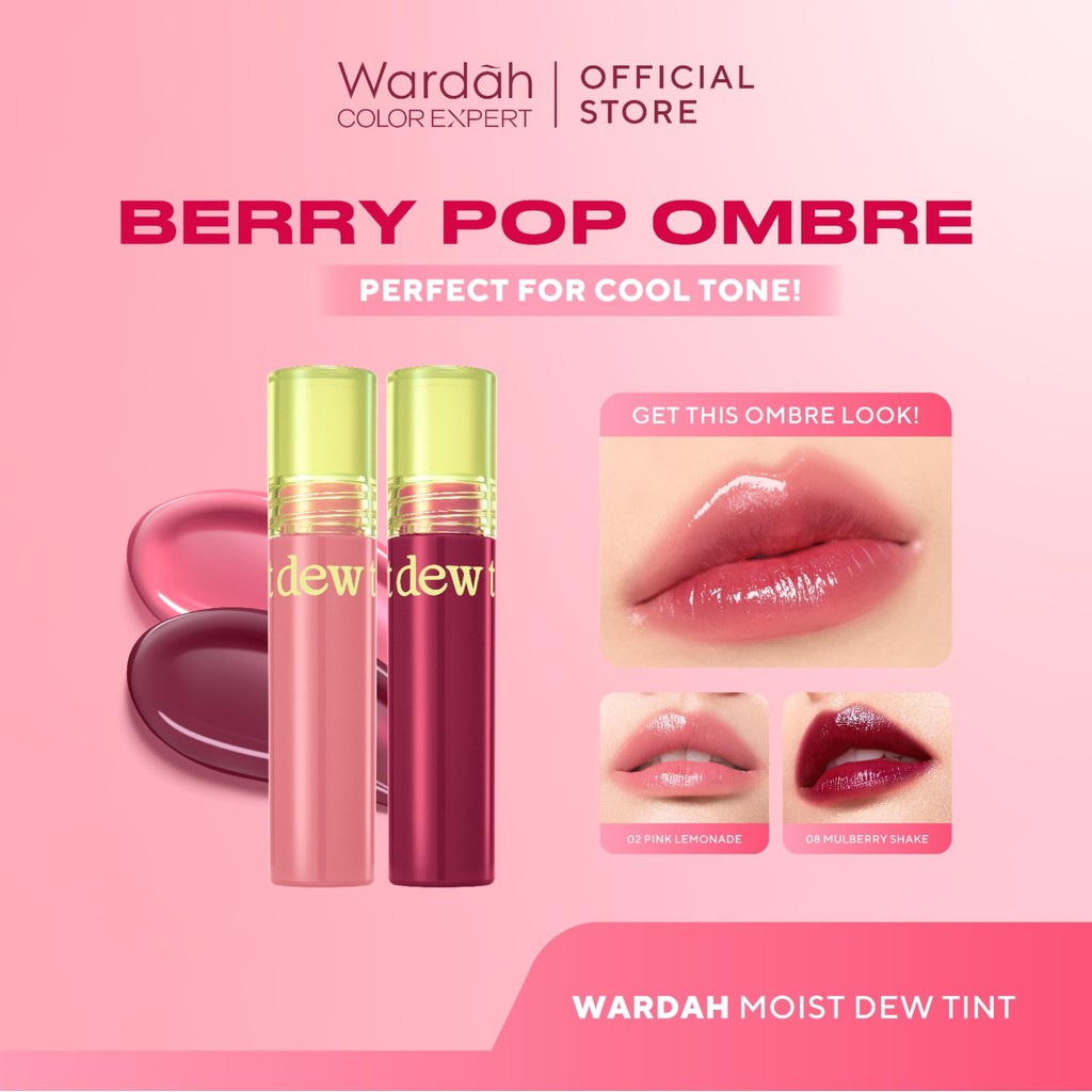 [LIP TINT ANTI PANAS DALAM] WARDAH Moist Dew Tint 3 g - Bibir Lembab - Tahan 24 Jam - Liptint Lip Stain Lipgloss Lip Matte Lipstik Lip Cream - Liptin Anak Sekolah - Glossy Longlasting Waterproof-Makeup