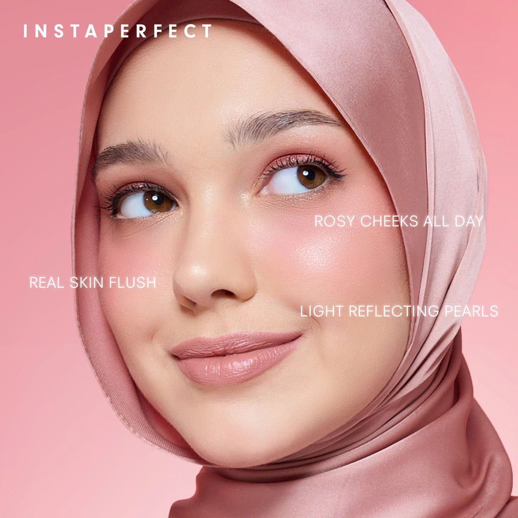 Instaperfect Layering Duo Set Bundle: Silk Touch Blusher + Suede Lip Matte  (MLBB Nude Lip Cream, Cover Blurry, Transfer Resistant, Enhancing)- Paket Make Up