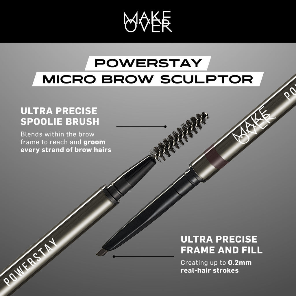 Make Over Powerstay Micro Brow Sculptor 0.07 g - Alis Serat, Tahan Lama, Pensil Alis Waterproof