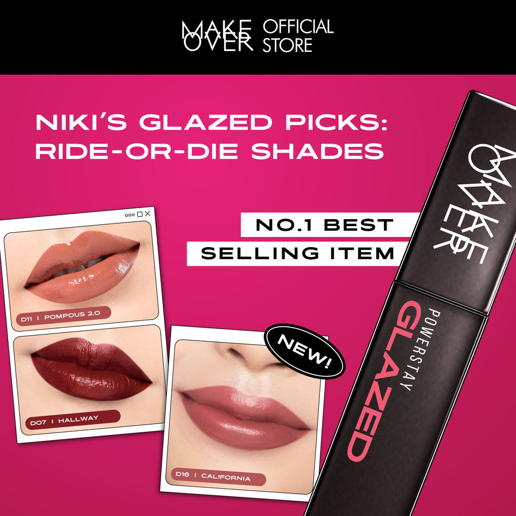 MAKE OVER x NIKI Limited Edition Package | NIKI’s Glazed Picks: Ride-or-Die Shade - Edisi Terbatas Next Level Lip Gloss Lip Cream Transferproof Pigmented Tahan Lama 24 Jam Ringan Tidak Lengket di Bibir