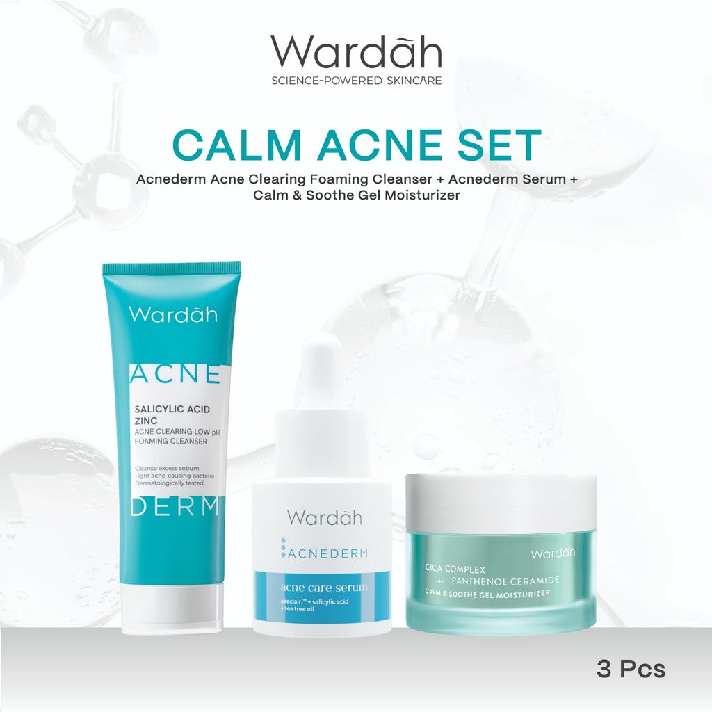 WARDAH Paket 3 Pcs [Gel Moisturizer, Face Wash, dan Serum/Toner] - Bright Radiant, Bright Glowing, Calm Acne, Hydrated Plump, Nature Daily, Renew You, Lightening, Nature Daily Cica Aloe - Skincare