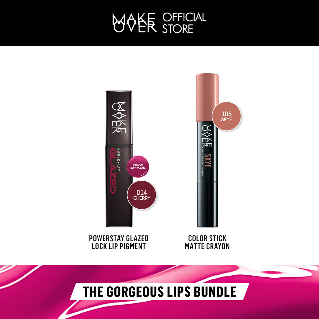 [SPECIAL 11.11] MAKE OVER Gorgeous Lips Bundle : Glazed Lock Lip Pigment + Color Stick Matte Crayon 105 Skye - NIKI Glazed Paket Ombre Lips Matte Crayon dan Lip Gloss LipCream Lipstick Tahan Lama Ringan