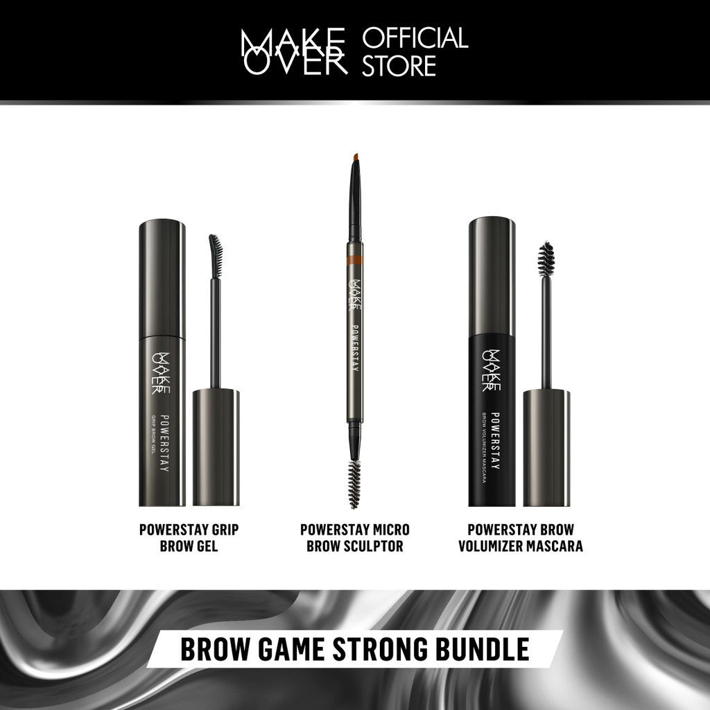Brow Game Strong Bundle : Make Over Powerstay Grip Brow Gel + Brow Volumizer Mascara + Micro Brow Sculptor