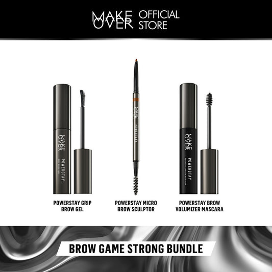 Brow Game Strong Bundle : Make Over Powerstay Grip Brow Gel + Brow Volumizer Mascara + Micro Brow Sculptor