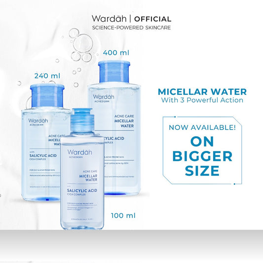 WARDAH Micellar Water (Perfect Bright, Nature Daily, Lightening Oil, Acnederm) - Pembersih Make Up Waterproof - Skincare