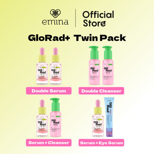 Emina GLORAD+ TWIN PACK- Serum,Cleanser and Eye Serum-Paket Skincare