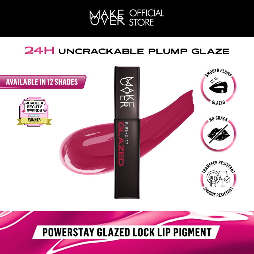 MAKE OVER Powerstay Bundle - Powerstay Glazed Lock + Matte Powder Foundation + Micro Brow Sculptor + Grip Brow Gel - Powerstay Best Seller Bundle