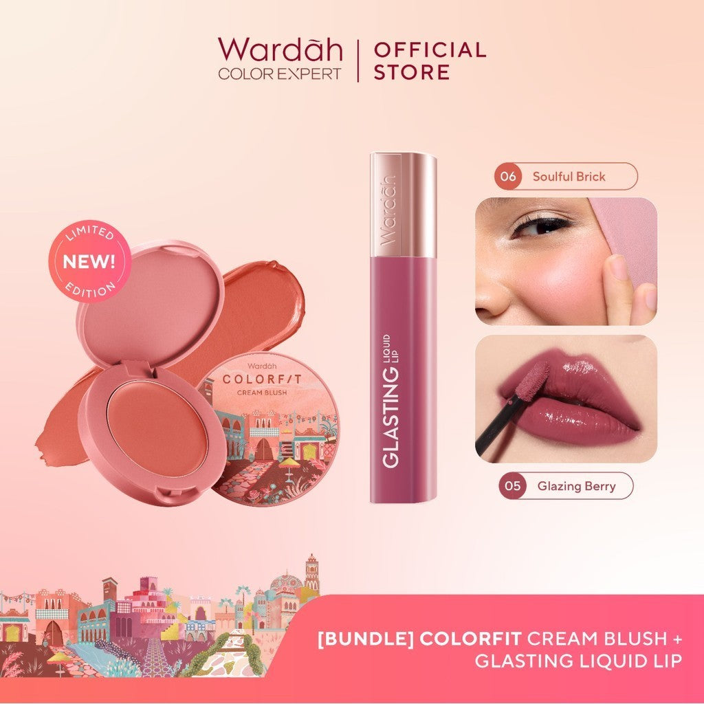 NEW Wardah Colorfit Cream Blush + Lip Glasting