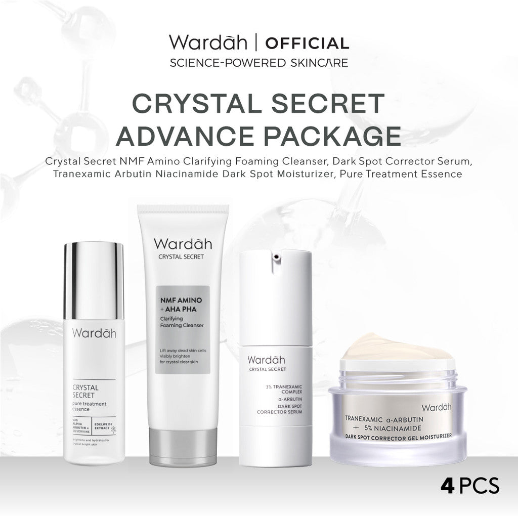 WARDAH Crystal Secret Package (Cleanser, Essence, Toner, Serum, Day Cream, Night Cream)