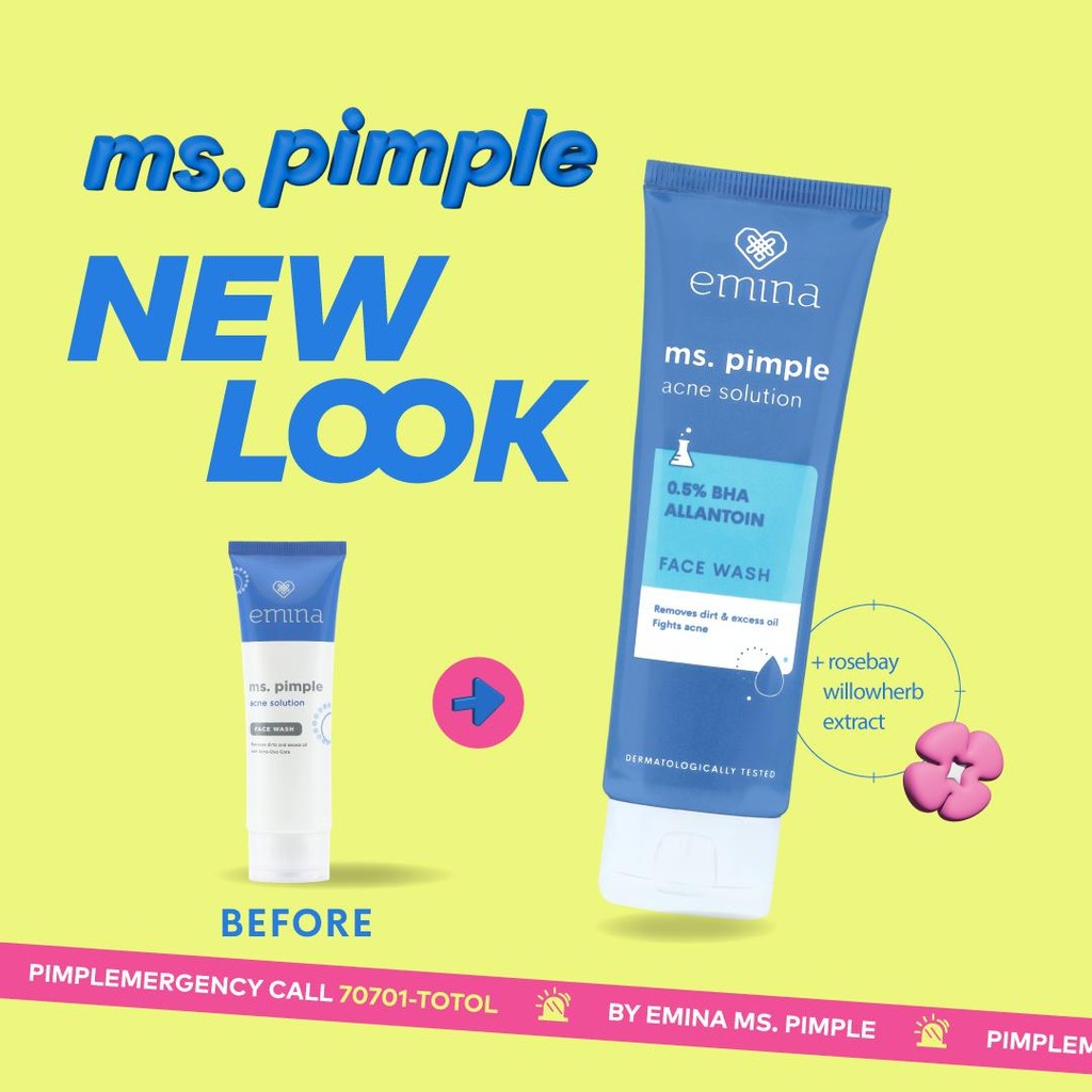 Emina Ms. Pimple Acne Solution Face Wash 50 ml - Pembersih Wajah Kulit Berjerawat