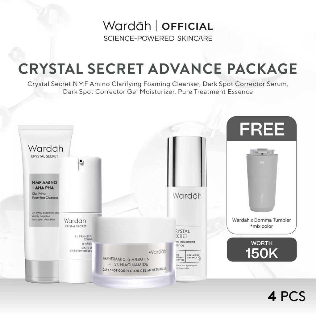 WARDAH Crystal Secret Package (Cleanser, Essence, Toner, Serum, Day Cream, Night Cream)