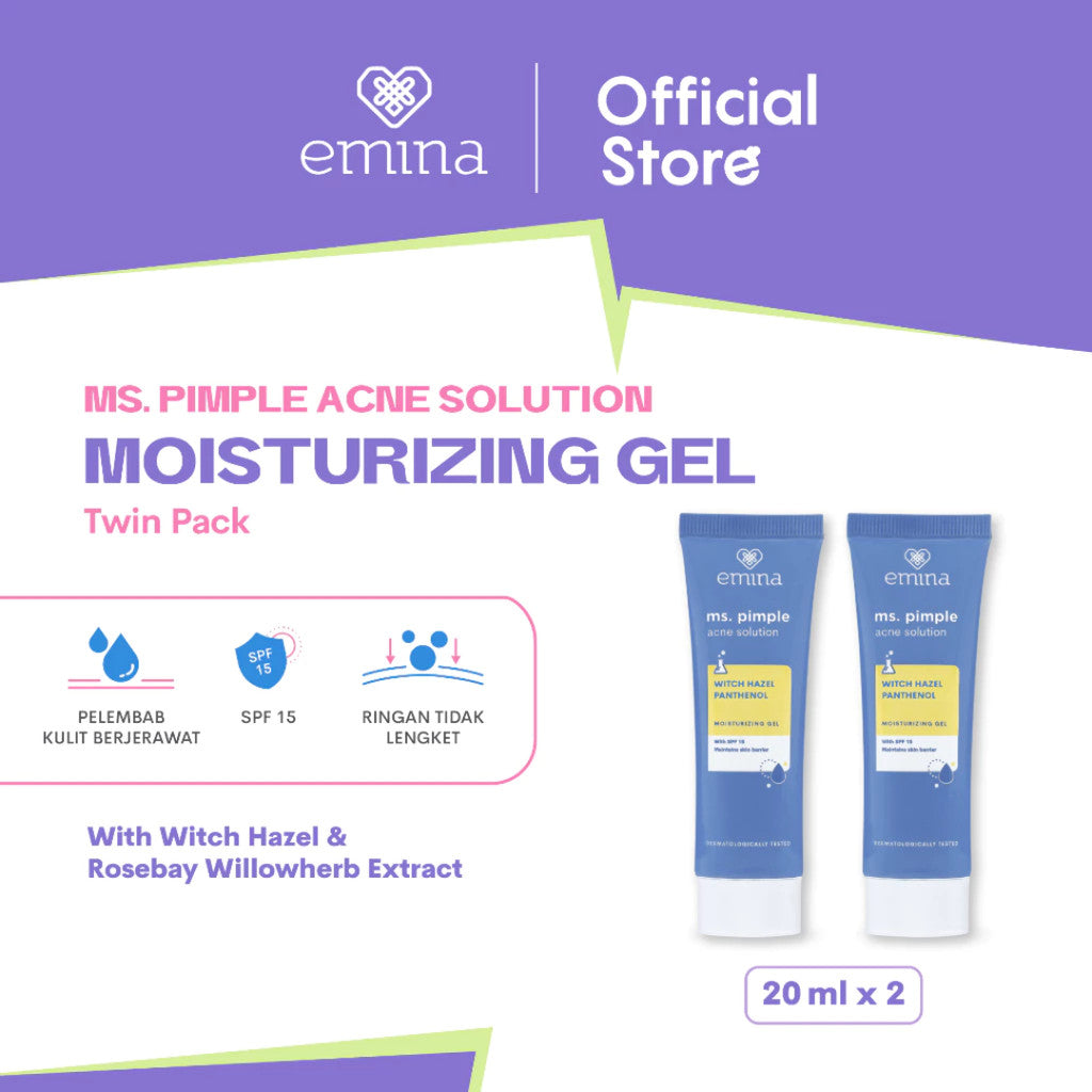 Emina Moisturizer All Series - Water Moisturizer Gel, Moisturizing Cream, GloRad+ Hyalucica Moisturizer Gel, Ms. Pimple Acne Moisturizing Gel - Moisturizer, Melembapkan, Mencerahkan, Memperbaiki Skin Barrier, Meredakan jerawat, Cocok Semua Jenis Kulit