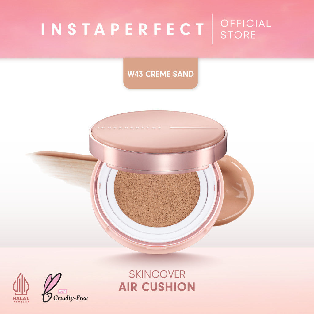 Instaperfect Base & Blush Daily Set- Skincover Air Cushion & Silk Touch Radiance Blusher- Bundle Make Up Semi Matte Finish Full Coverage