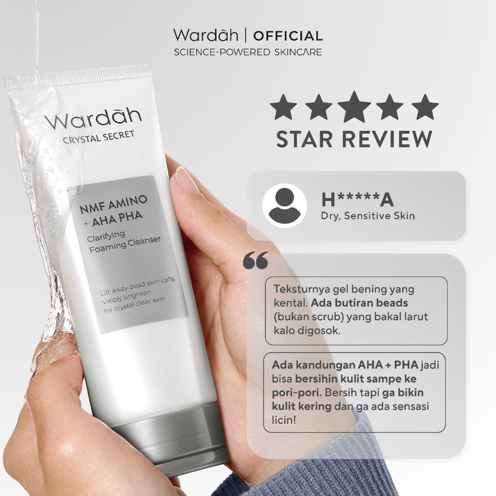 REFAL HADY'S FAVORITE WARDAH Brightening Crystal Secret NMF Amino AHA PHA Clarifying Foaming Cleanser 100 ml Skincare