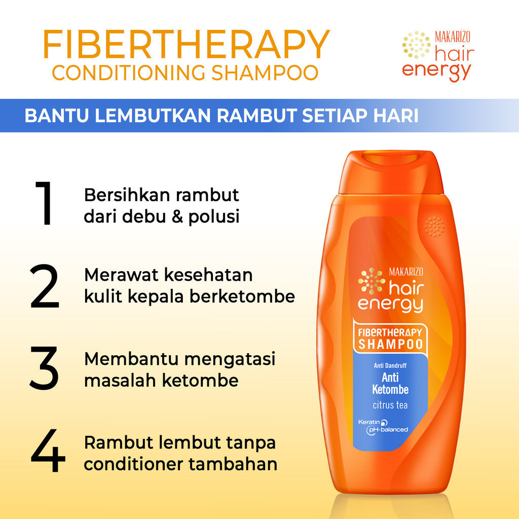 Makarizo Hair Energy Fibertheraphy Shampoo Anti Dandruff Citrus Tea 170mL